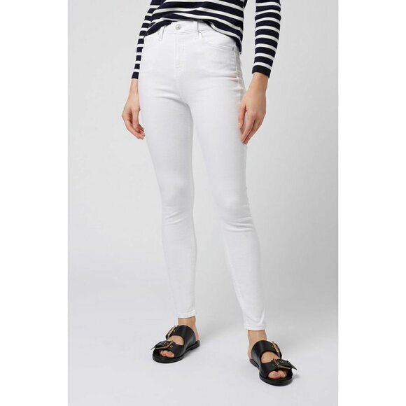 TOPSHOP Jeans High Rise Jamie Moto White Skinny Denim Jeans Sz 30 NWT - Picture 1 of 4